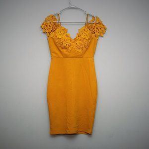 Classy, Mini, Cocktail, Dinner, Mustard Dress